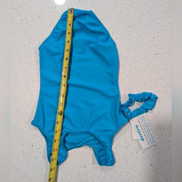 NEW $79 Destira TEAM Competition Gymnastics Leotard SCRUNCHIE Seattle Teal SMALL - Picture 4 of 5